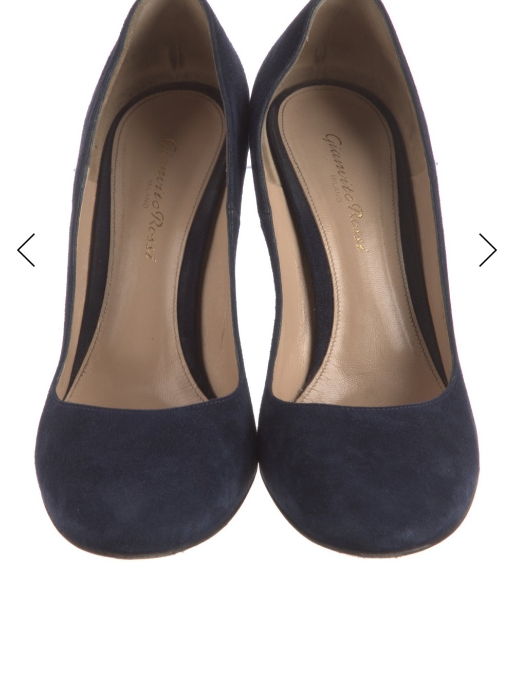 Gianvito Rossi Navy Suede Block Heel Pump - Picture 3 of 5